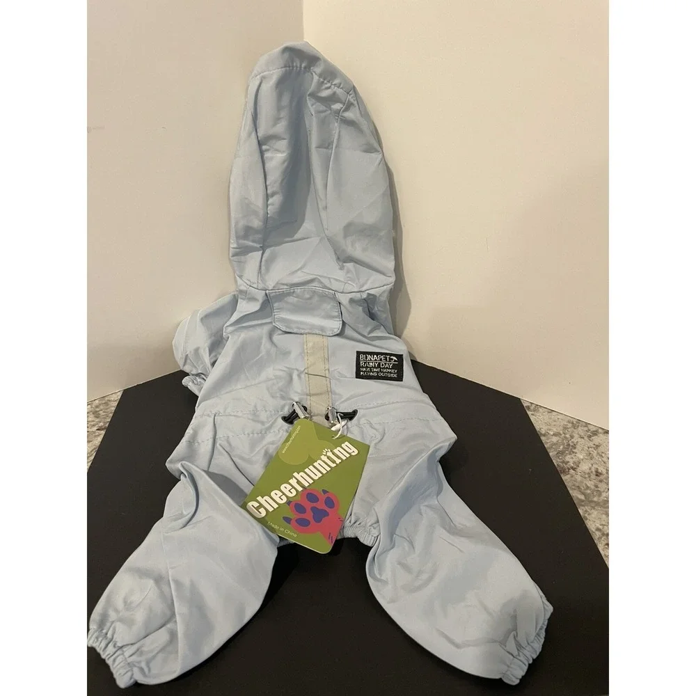 NWT Cheerhunting Reflective Dog Raincoat With Hood Size Small Light Blue